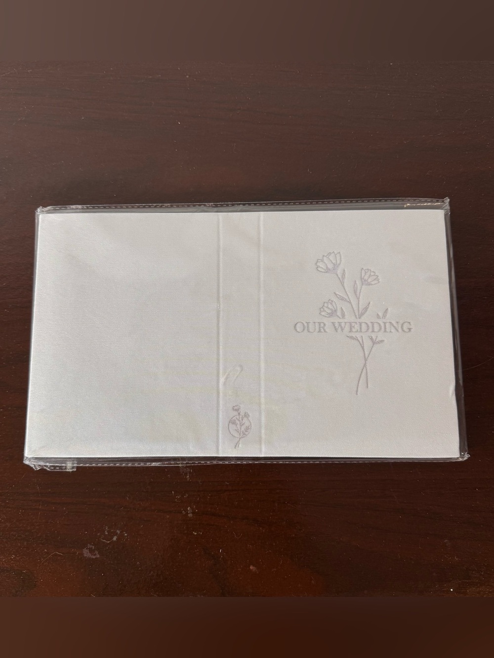 White Wedding Album with Floral Design